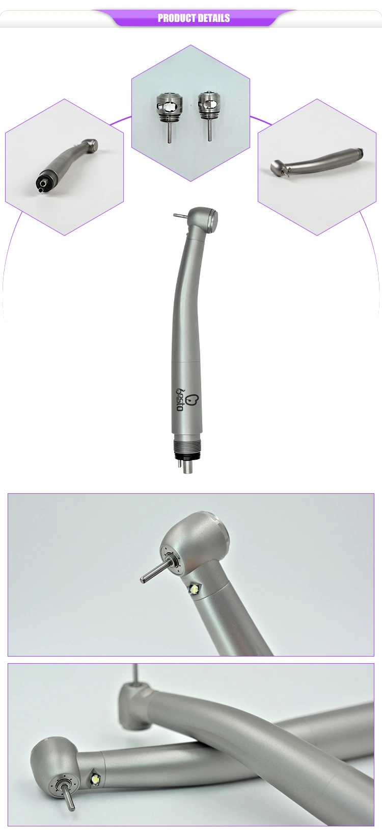 High Speed LED E-Generator Dental Handpiece Stainless Steel Body NSK M500LG Dynaled Good Quality 4 Water Spray Portable Turbine Push Button