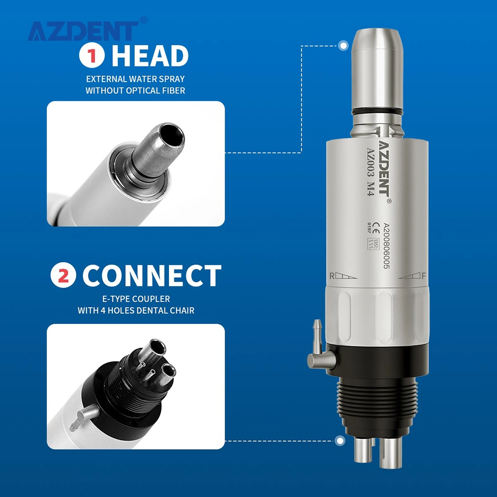 Azdent Dental Low Speed 1: 1 Handpiece Kit Contra Angle Straight Handpiece with 4 Holes Air Motor