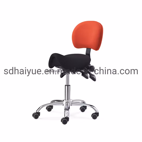Tilt Seat Adjustable Height Ergonomic Saddle Seat Rolling Dental Stool with Adjustable Back