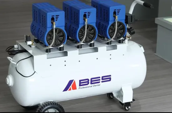 Oilless Compressor, 3.0HP 90L Dental Air Compressor, Oil Free Air, Dental Equipment 