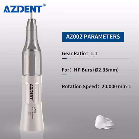 Azdent Dental Low Speed 1: 1 Handpiece Kit Contra Angle Straight Handpiece with 4 Holes Air Motor